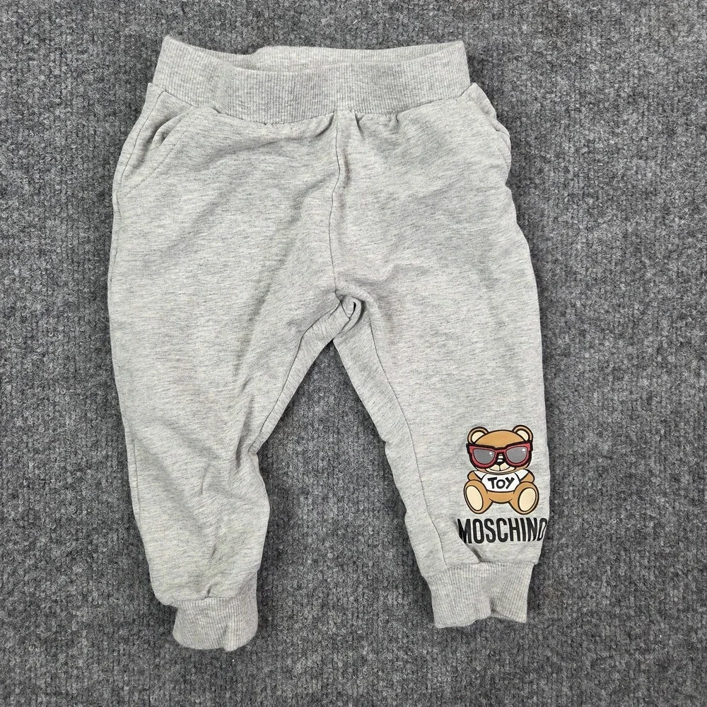 Moschino Sweatpants Boys 12-18 Months Gray Toy Teddy Bear Graphic Jogger Pants